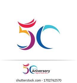 Logo Number 50 Aniversary With The Concept Of Brush, Tourism, And Festival