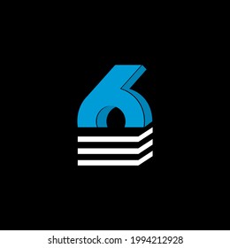 The logo is the NUMBER 6. The bottom is made of 3 horizontal lines.