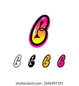 Logotipo número 6, grafite numeral seis, conjunto de quatro sinais de arte diferentes para o seu design de marca, ilustração vetorial 10 EPS