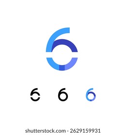 Logo number 6, trendy modern numeral six, set of four different numbers for your brand name design, vector illustration 10 EPS