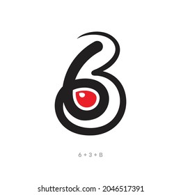 logo number 63 B, red black vector