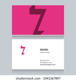 Logo number "7", with business card template. Vector graphic design elements for company logo.