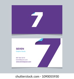 Logo number "7", with business card template. Vector graphic design elements for company logo.