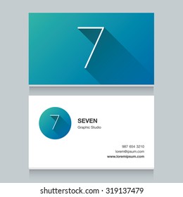 Logo number "7", with business card template. Vector graphic design elements for your company logo.