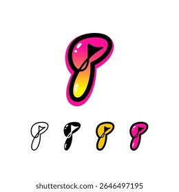 Logo number 7, graffiti numeral seven, set of four different art sign for your brand name design, vector illustration 10 EPS