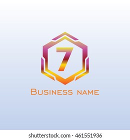 logo number 7 hexagon hot gradient color