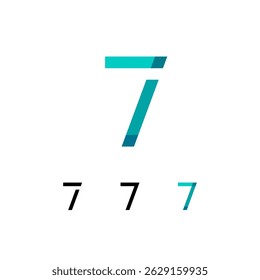 Logo number 7, trendy modern numeral seven, set of four different numbers for your brand name design, vector illustration 10 EPS