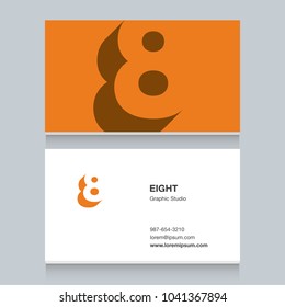 Logo number "8", with business card template. Vector graphic design elements for company logo.