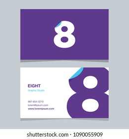 Logo number "8", with business card template. Vector graphic design elements for company logo.