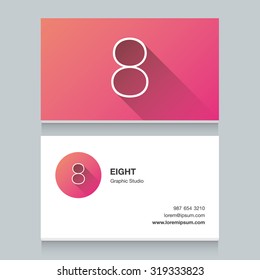 Logo number "8", with business card template. Vector graphic design elements for your company logo.