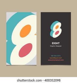 Logo number "8", with business card template. Vector graphic design elements for company logo.