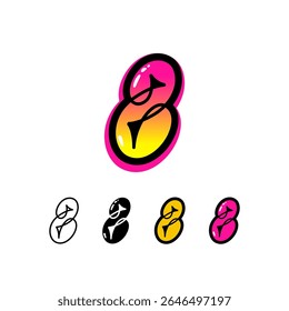 Logo number 8, graffiti numeral eight, set of four different art sign for your brand name design, vector illustration 10 EPS