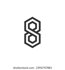 Logo number 8 hexagon and infinity with blank background