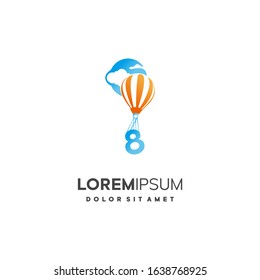 Logo number 8 a hot air balloon, Modern, simple and elegant icon, template design vector, for the anniversary, guarantee.