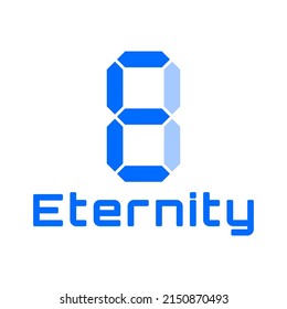 Logo mit Symbol Nummer 8 im digitalen Stil. sieht in Blau modern aus.