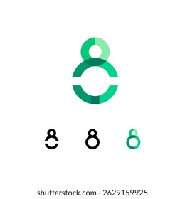Logo number 8, trendy modern numeral eight, set of four different numbers for your brand name design, vector illustration 10 EPS