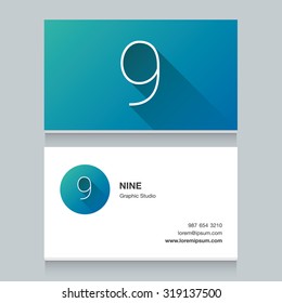 Logo number "9", with business card template. Vector graphic design elements for your company logo.