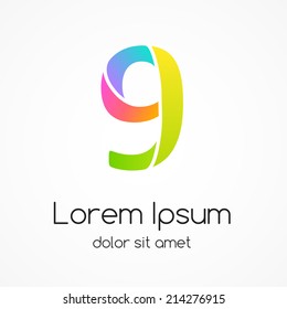 Logo number 9 company vector design template.