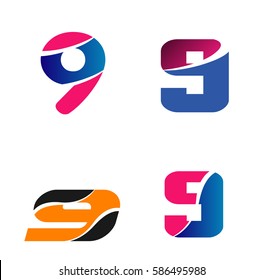 Logo number 9 company vector design template
