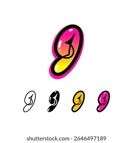 Logo number 9, graffiti numeral nine, set of four different art sign for your brand name design, vector illustration 10 EPS