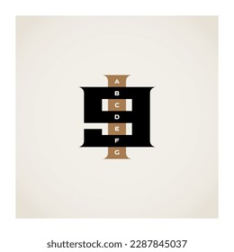 Logo with the number 91 and a vertical word of 7 letters. Logotype.