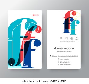 Logo number F business card name templates creative design. Vector graphic design elements for Corporate Identity. 