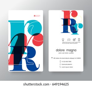 Logo number R business card name templates creative design. Vector graphic design elements for Corporate Identity. 