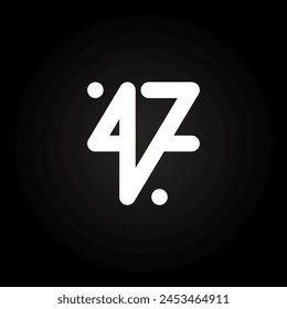 Logo with numbers 4 and 7. Forty-seventh anniversary. Number 47.