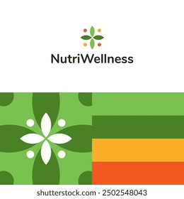 Logo Nutritionist Nutri Wellness Happy Vector