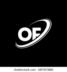OF logo. O F design. White OF letter. OF O F letter logo design. Initial letter OF linked circle uppercase monogram logo.