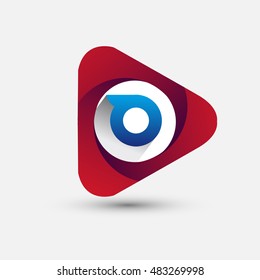 Logo O letter red colored in the triangle shape, Vector design template elements for your application or company identity.