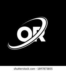 Diseño del logotipo OR sobre fondo negro.