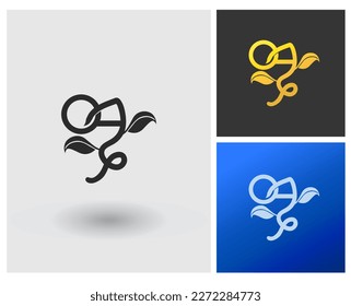 Logo OA Letter shape monogram with plants concept