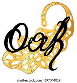 Logo oak leaf and handwritten inscription oak
