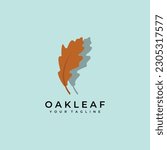 logo Oak leaf icon vector image flat design long shadow glyph icon silhouette illustration