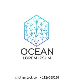 Logo ocean or aquarium. Coral vector logo. Ocean or aquarium icon