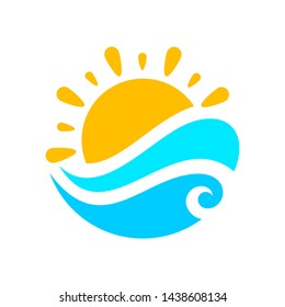 Logo ocean, sun on a white background in vector EPS8