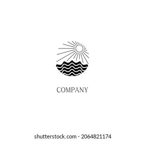 Ein Logo des Ozeans und der Sonne, das als Firmensymbol, als Design auf einem Hemd oder alles, was Sie brauchen, verwendet werden kann
