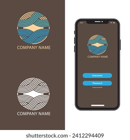 logo with an ocean theme. logo illustration in modern style. suitable for, brand logos, stickers, icons, etc.