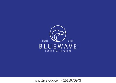 Logo for ocean waves. Modern brand line art icon for ocean waves in a circle