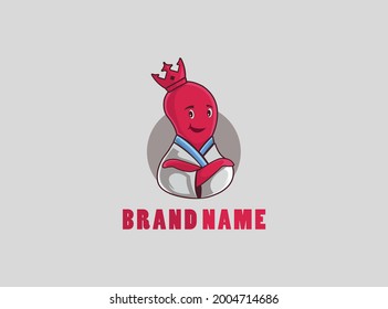 El logotipo del rey del pulpo. Adecuado para el logotipo de un restaurante de marisco u otro.