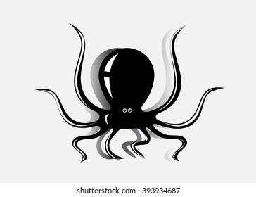 logo octopus. A silhouette of a black octopus on a gray background