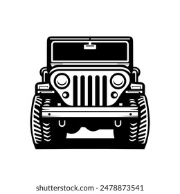 A logo of off road jeep 4x4 car silhouette concept.