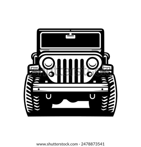 A logo of off road jeep 4x4 car silhouette concept.