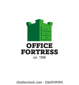 Logo Office Box In The Form Of A Fortress, Security, Data Security