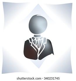 logo office worker in grey red and black colors, with grey diamonds on the chart
