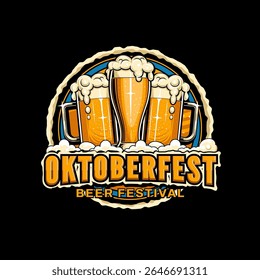 Logotipo para o evento do festival Oktoberfest com texto editável e ilustração de cerveja