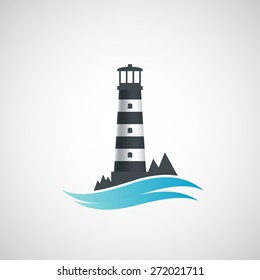 Logo old lighthouse. Vector image.