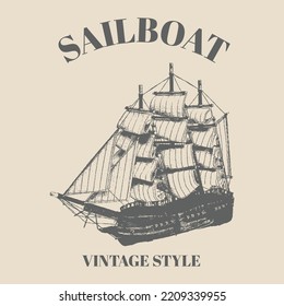 logo old ship abstract hand drawn background with vintage sailing ship Template design perfect for your works