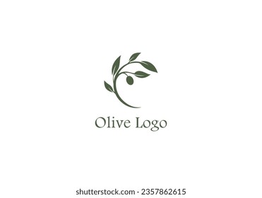Logo Olive Branch with Leafs, elegant modern and minimalist, editable color